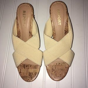 Report ladies size 10 elastic strap cork sandals